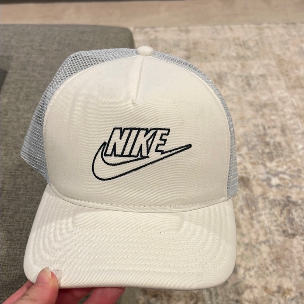 Nike Hat White With light Blue Mesh and Black Logo